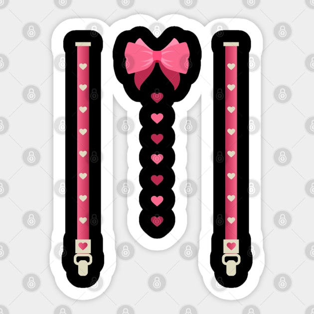 Hearts Bow Tie Suspenders Valentines Day Costume Sticker by Tesszero